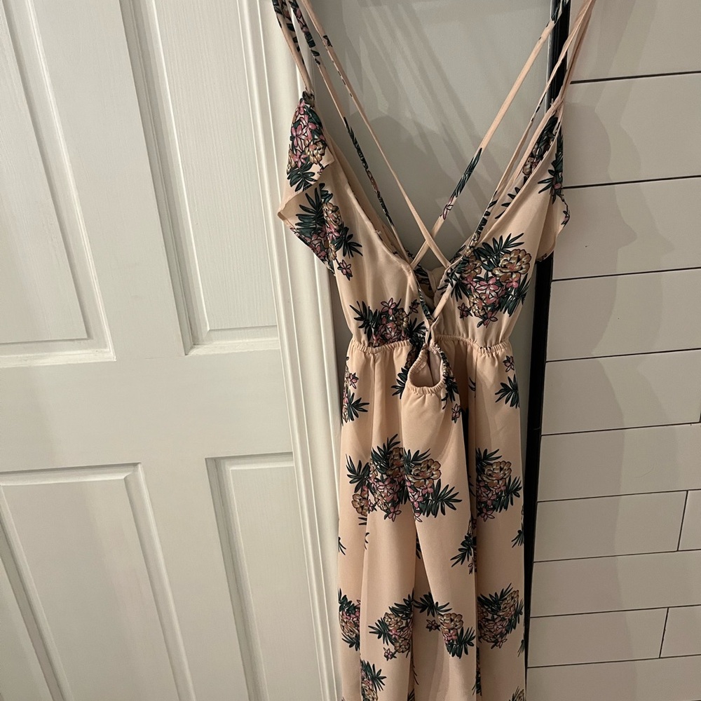 Flying Tomato Floral High Low Dress - Cream and Black